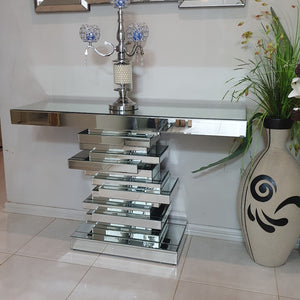 Mirrored Glass Hallway Console Table silver