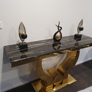 U-Shaped Hallway Beautiful and Stylish Modern Classy Marble Hallway Console Table with Gold Stainless Steel Frame