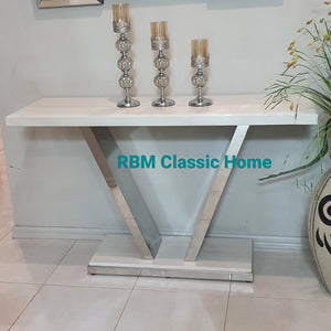 Silver Hallway Console Table and Mirror with Stainless Steel Frame