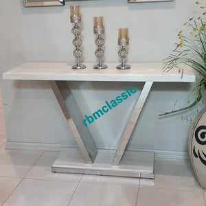 Classy Silver Hallway Console Table and Mirror with Stainless Steel Frame