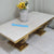 Classy White Marble Coffee Table with Gold Stainless Steel Frame