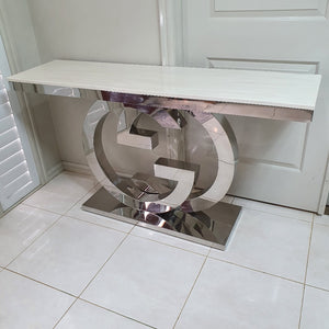 GG Style Hallway Console Table in Silver Stainless Steel Frame