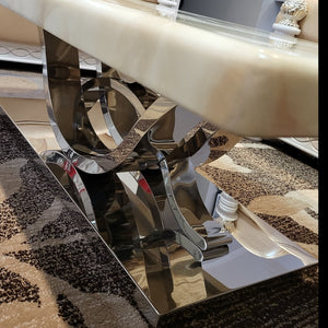 V8 Marble Dining Table with Stainless Steel frame
