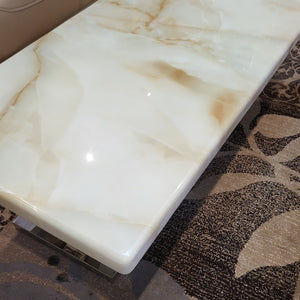 Classy V8 Marble Coffee Table with Silver Stainless Steel Frame