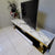 White Grey Marble Modern TV Stand with 2 Drawers in Gold Stainless Steel Frame