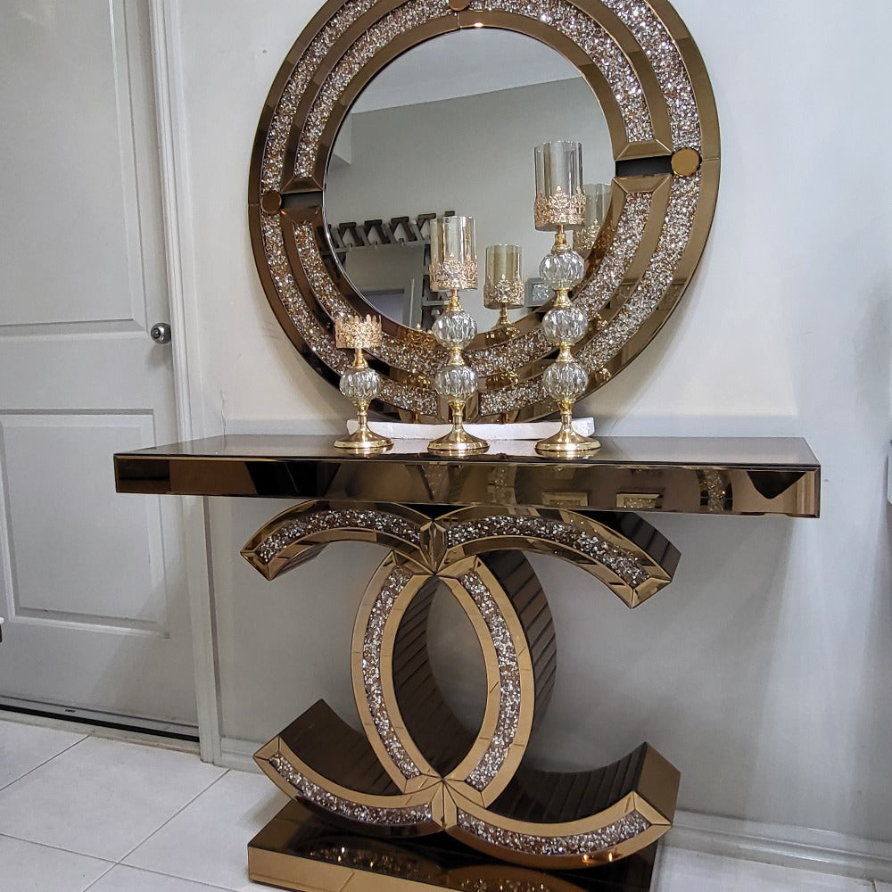 Avril Rose Gold Console Table & Mirror RBM 2, Console Sets