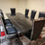 Modern Classy White Grey Marble Dining Table with 8 Modern Grey Leather in Silver Stainless Steel frame