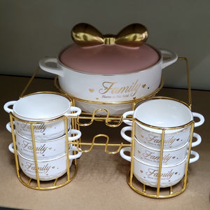 Modern Stylish Ceramic Soup Pot and Serving Bowls 