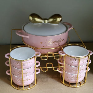 Stylish Ceramic Soup Pot and Serving Bowls