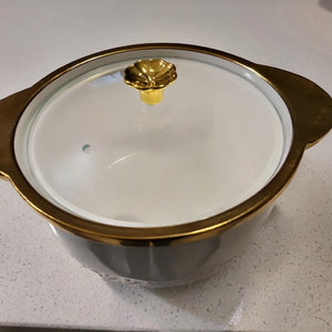 Classy Elegant Modern Ceramic Soup / Food Serving Bowl Easy to Clean, Dishwasher and Microwave Friendly in White and Gold colours