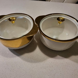 Modern Ceramic Soup / Food Serving Bowl Easy to Clean, Dishwasher and Microwave Friendly in White and Gold colours