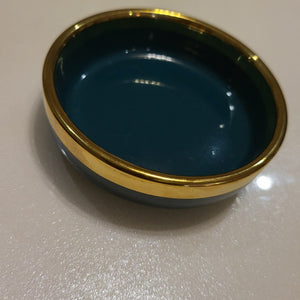 Luxury, Modern, Classy and Elegant Ceramic Dinner Set with Golden Trim Line in Green Colour Serving Bowl