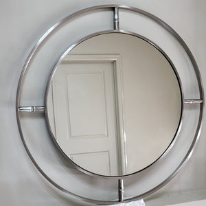 Modern Silver Stainless Steel Frame Circle Hallway Wall Mirror