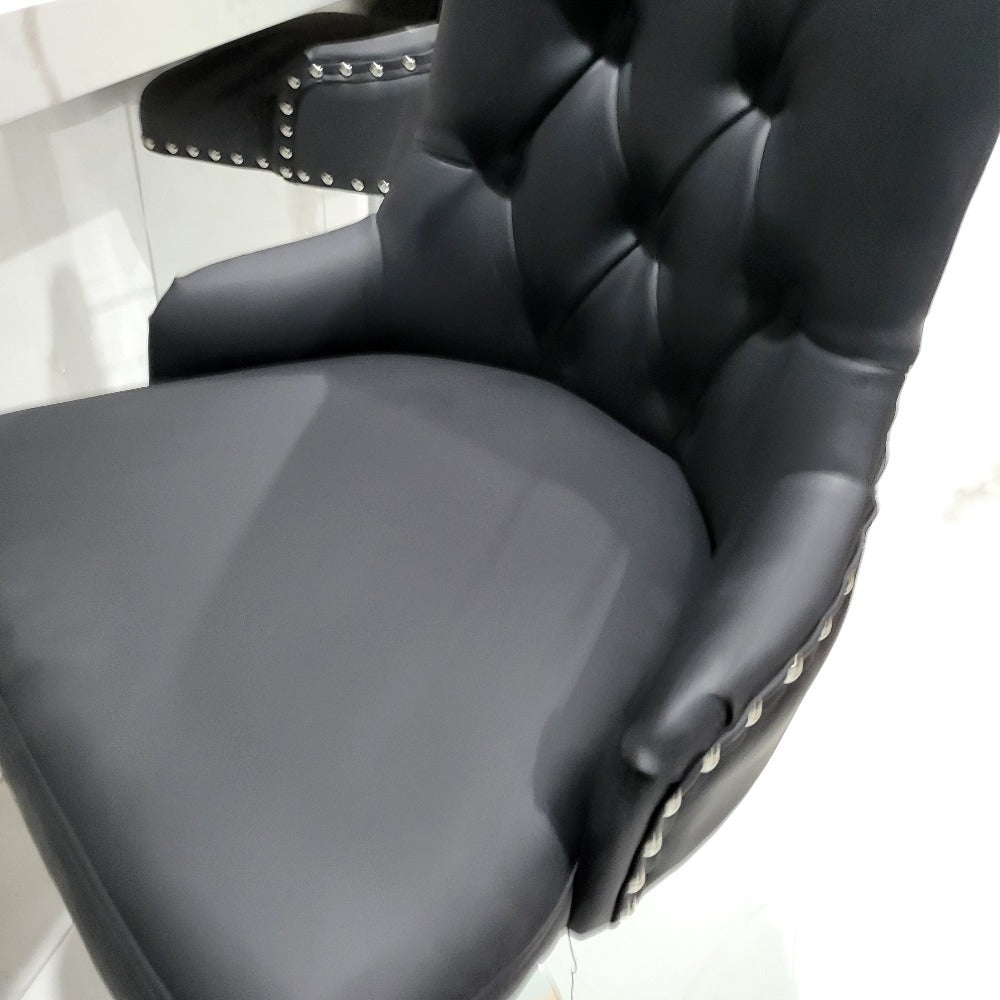 Modern High Barstools with Silver Stainless Steel Frame and Black Leather