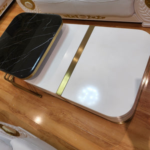 Modern Classy Nested Marble Coffee Table with Bronze Stainless Steel