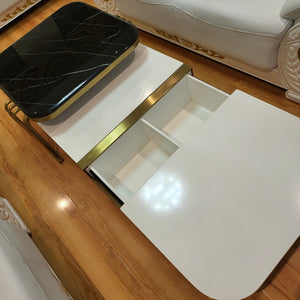 Classy Nested Marble Coffee Table with Bronze Stainless Steel
