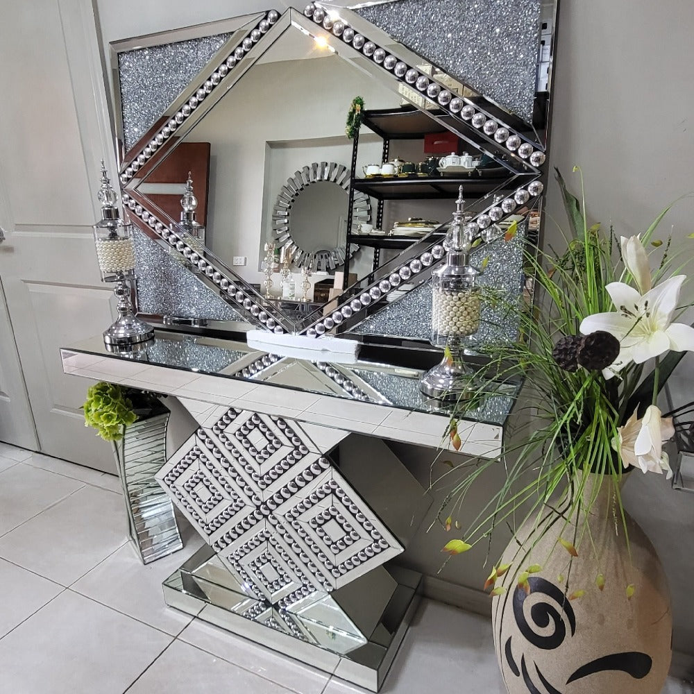 Console Table Mirror Diamond Shaped Console Table & Mirror | Mirrored Console set | RBM ...