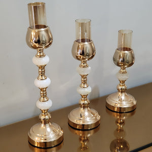 Modern Classic Decorative Candleholder in Rose Gold Set of 3