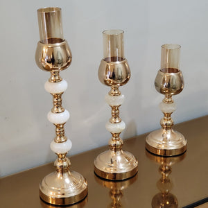 Modern Classic Decorative Candleholders / Candlesticks in Rose Gold Set of 3