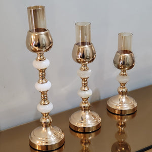 Modern Classic Decorative Candleholder in Rose Gold Set of 3