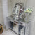 Mirrored Furniture - Glass Mirrored Silver Dining Room Buffet Cabinet with 4 Shelves and 3 drawers in silver Stand