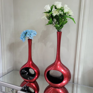 Modern Red Decor Stylish and modern Exquisite right-sized Ceramic Sculptures with a Black hole Big and Small