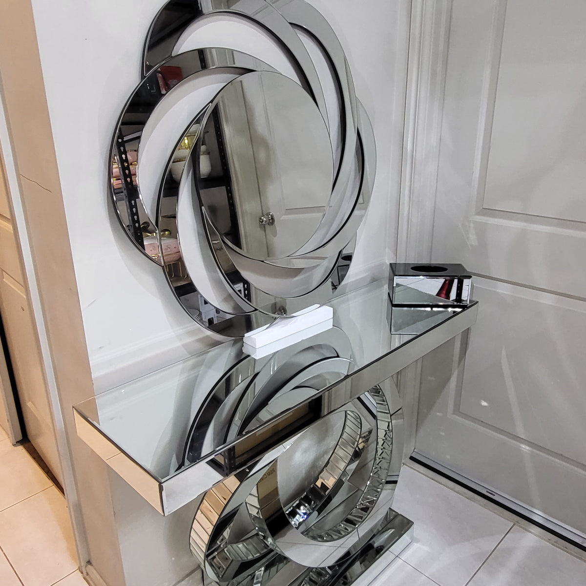 Circle Console Table and Mirror