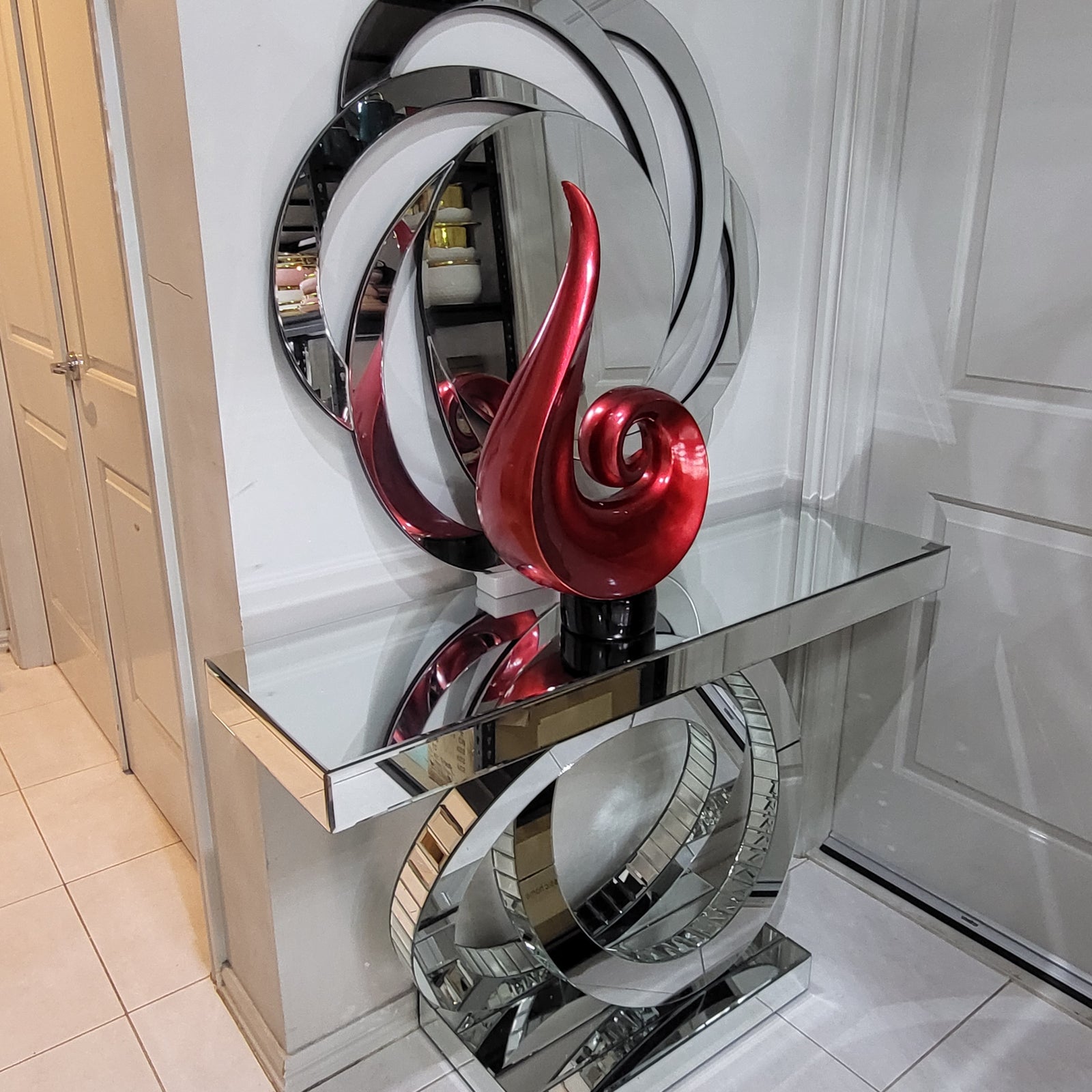 Circle Console Table and Mirror