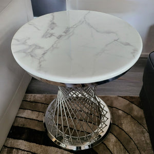 Marble Top Side Table with Stainless Steel Frame 