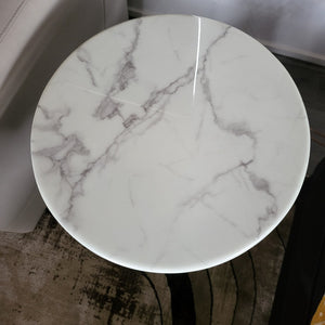 Marble Top Side Table with Silver Stainless Steel Frame