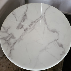 White Grey Classic Marble Top Side Table with Silver Stainless Steel Frame