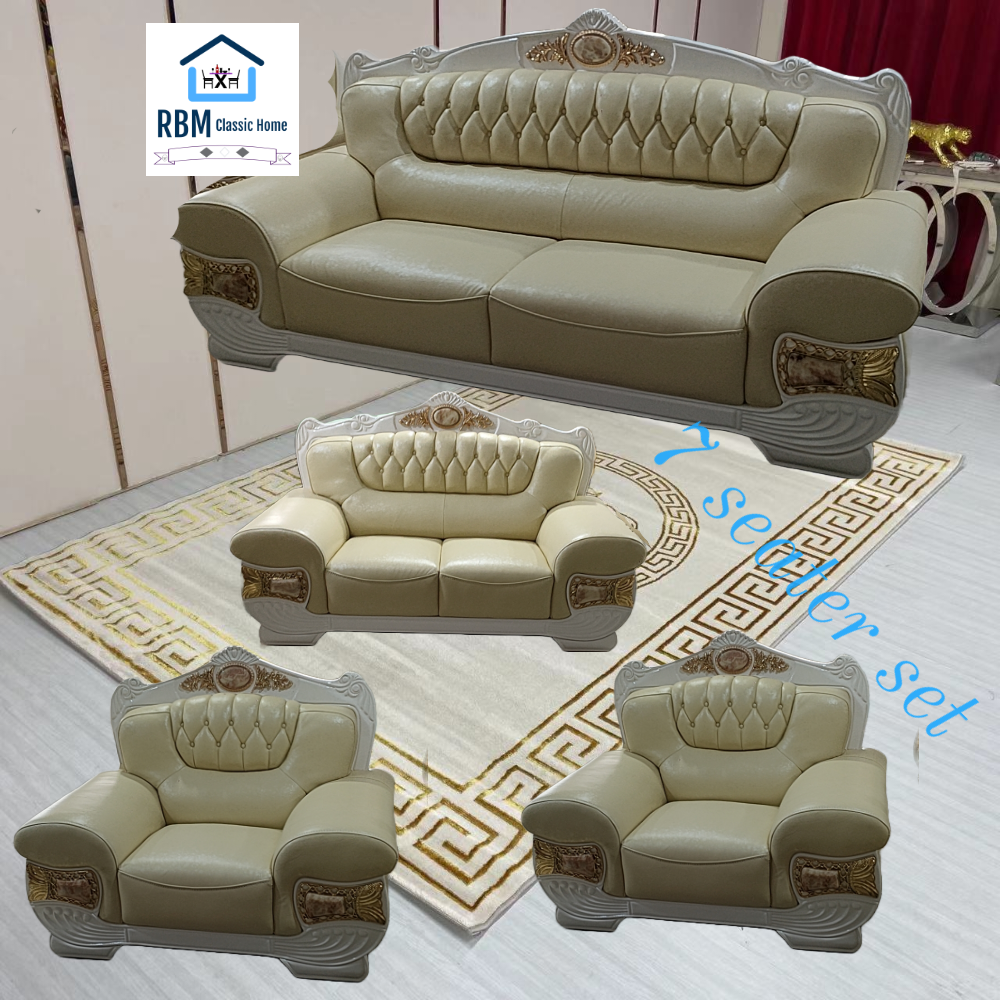 Modern Luxurious, comfortable and Stylish Sofas / Couches in Cream Genuine Leather Material