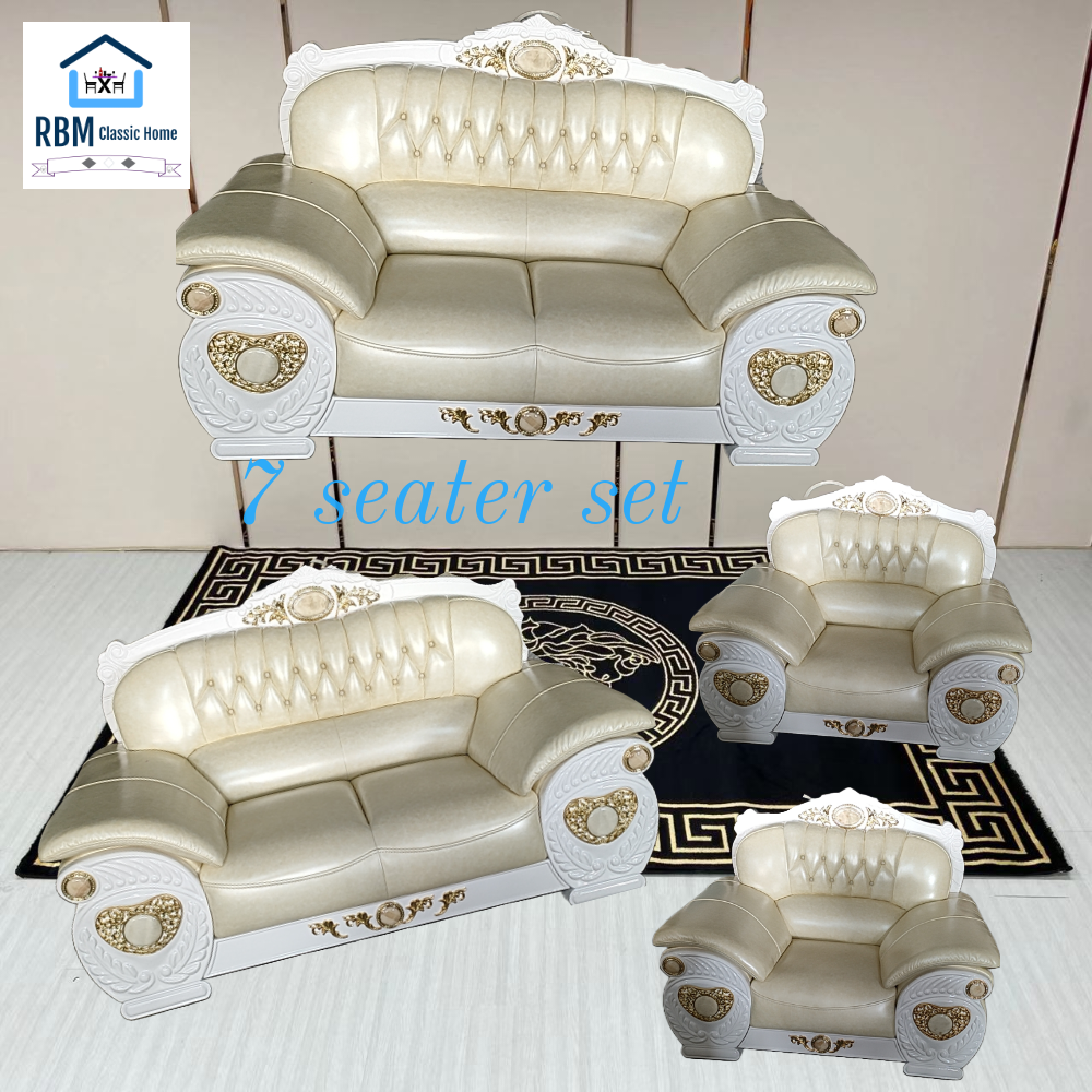 Traditional Luxurious, comfortable and Stylish Sofas / Couches in Cream Genuine Leather Material