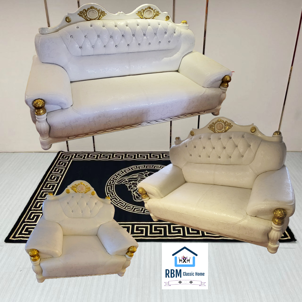 Modern Luxurious, comfortable and Stylish Sofas / Couches in White Microfibre Leather Material