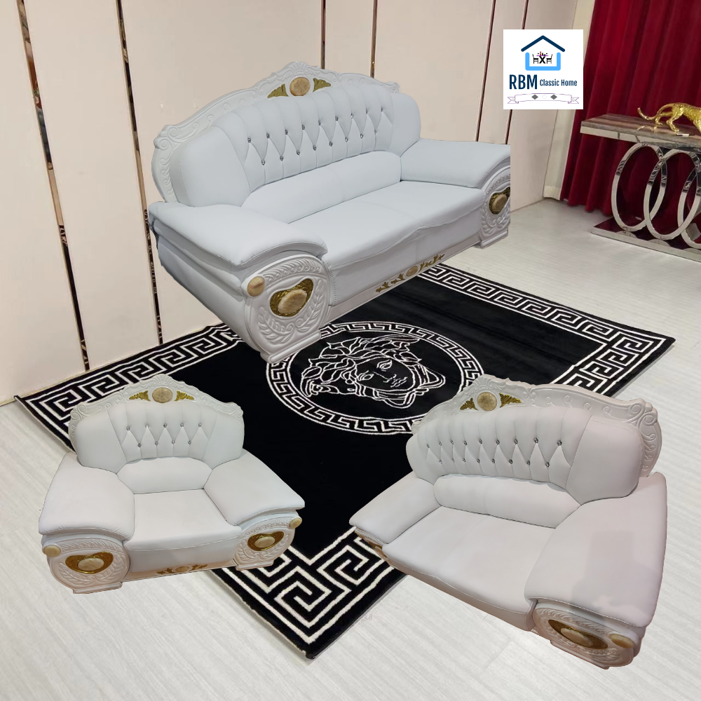 Elegant, Comfortable and Stylish set in Microfibre White Leather Material