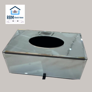 Silver Glass Mirrored Decorative Tissue Box