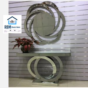 Classy Silver Clear Glass Hallway Console Table and Mirror