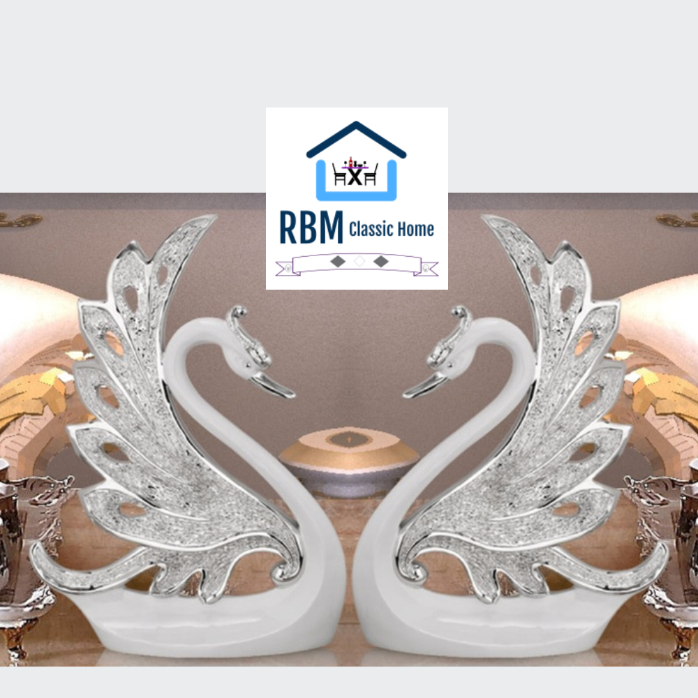 RBM Classic Home Modern Exquisite Resin Decorative White Swans For Your Home Decorations To Your Preference
