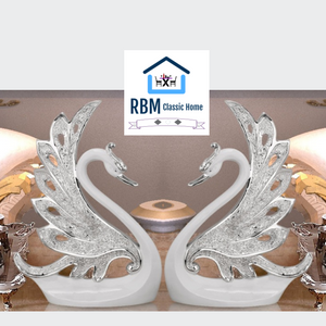Modern Exquisite Resin Decorative White Swans