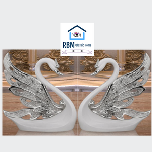 Two Classy and Stylish Modern Exquisite Resin Decorative White Swans
