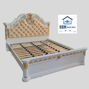 Traditional Bed Set/suite includes a Bed, Mattress, Two Side Tables, a Dressing Table and a Stool in Classy Modern MDF Material.