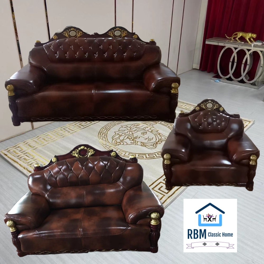 RBM Classic Home Online Store with Quality Mirrored and Marble Furniture. Modern Luxurious, comfortable and Stylish Sofas / Couches in Brown Microfibre Leather Material