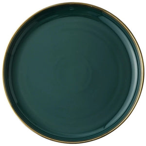 Luxury, Modern, Classy and Elegant Ceramic Dinner Set with Golden Trim Line in Green Colour Serving Plate