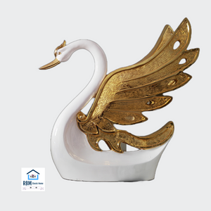 Gold Resin Ceramic Swan. RBM Classic Home Modern Exquisite Resin Decorative White Swans For Your Home Decorations To Your Preference. The Cute Swans Come in Silver and Gold Wings