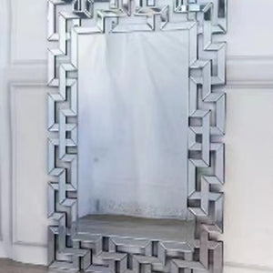 Elegant Mirrored Hallway Console Wall Mirror in Silver