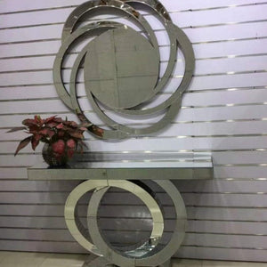 Classy Glass Mirrored Console Table and Mirror Set