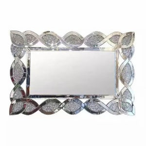 Modern Silver Lovely Shaped Diamond Crushed Wall Mirror