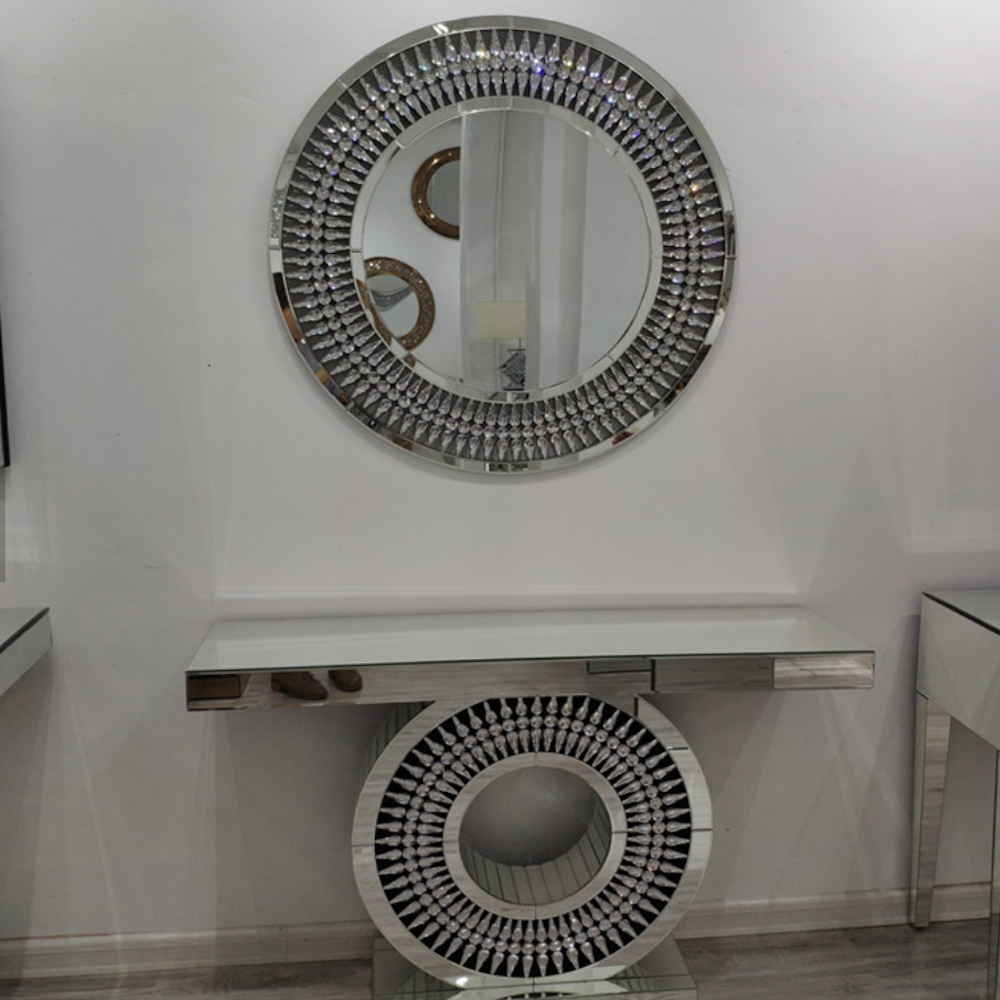 Mirrored Glass Console Table and Mirror