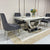 Elegant Marble Dining Table with 6 Chairs in Silver Stainless steel frame