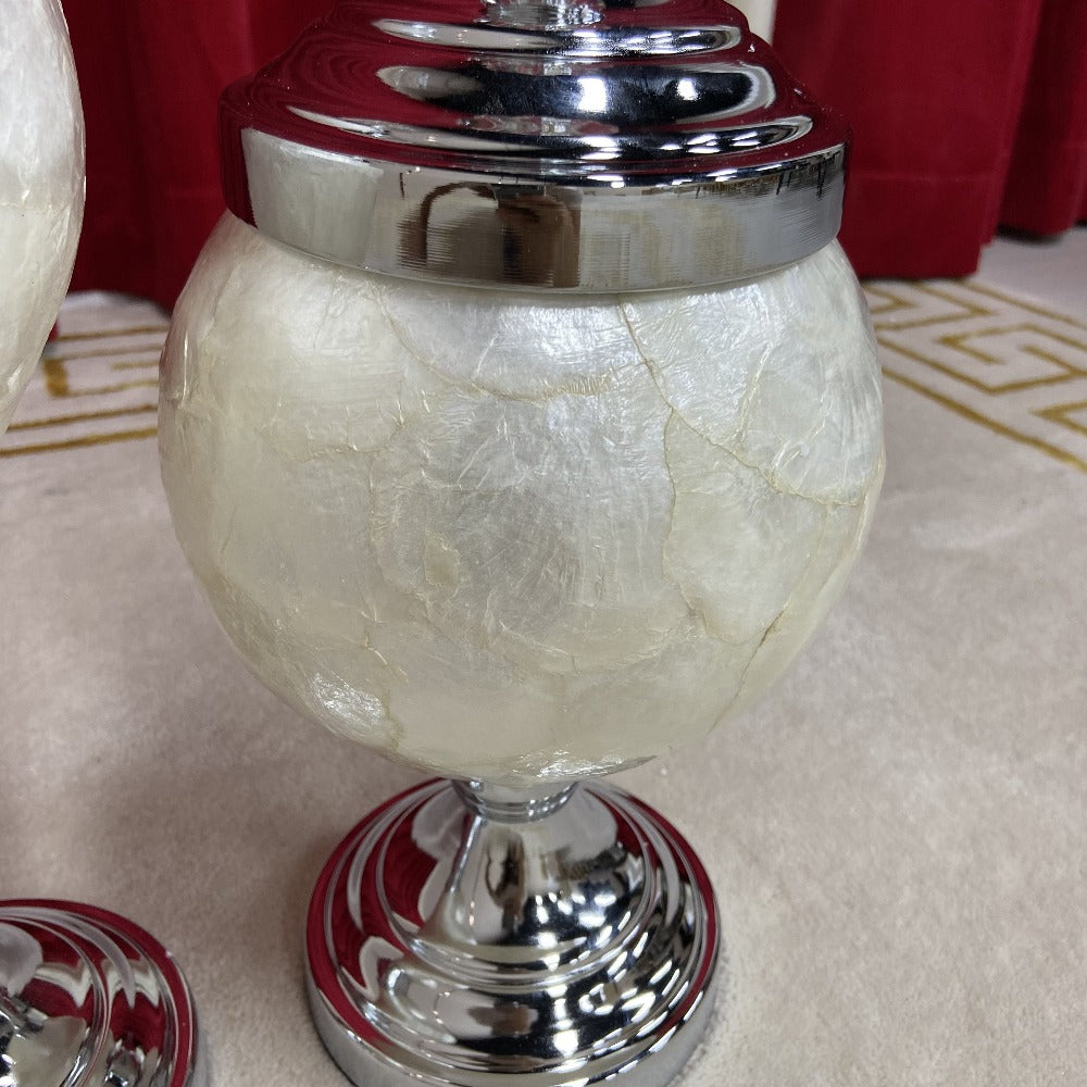 Modern Classy New Silver Decorative Stands in set of 3 with Silver Stainless Steel Frame and Ceramic Finishing